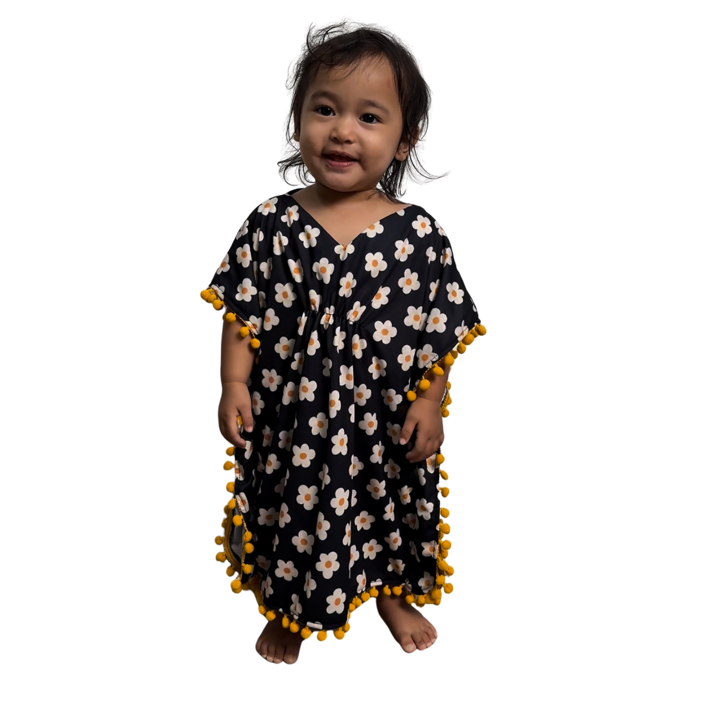 TRB Pompom Kaftan - Black Daisy