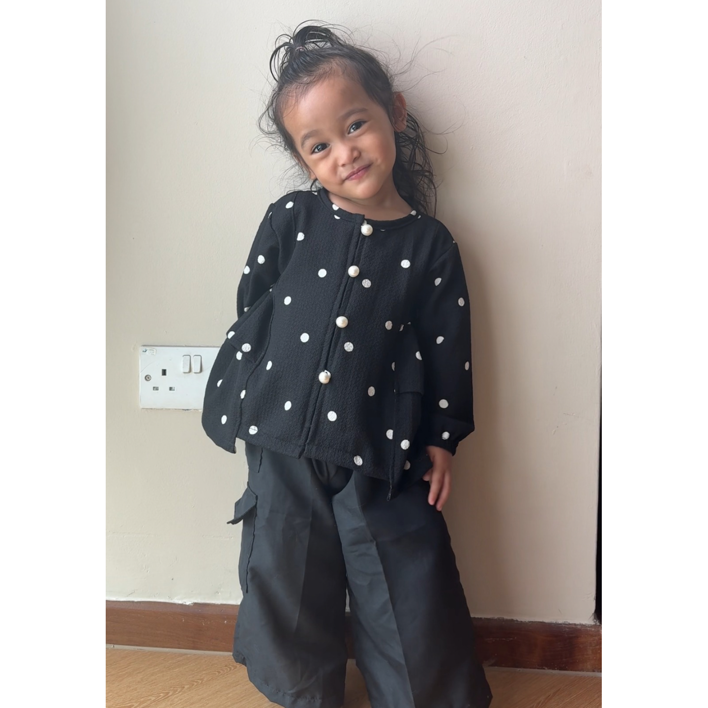 Lina Top Mum - Black Polka