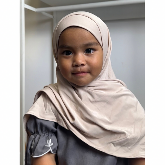 Instant Tudung + Inner - Cream Grey