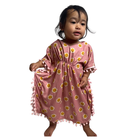 TRB Pompom Kaftan - Pink Smiley