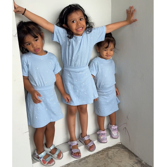 Naura Skorts Set - Blue Daisy